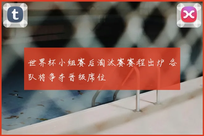 世界杯小组赛后淘汰赛赛程出炉 各队将争夺晋级席位